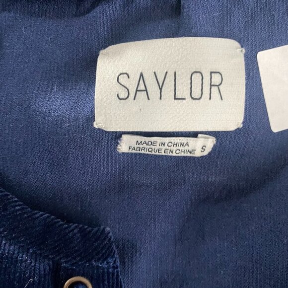 Saylor Billie Corduroy Mini Dress Small Lace Up Short Sleeve Navy Blue‎ DR-1308 - Picture 6 of 7